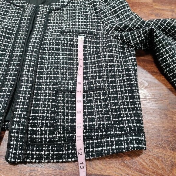 Ann Taylor Tweed Long Sleeve Open Office Work Preppy Blazer Jacket Black US 18 - Picture 12 of 14